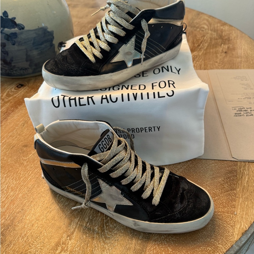 Golden Goose Black and Gold Star Sneakers